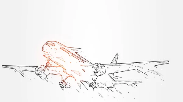 Abstracte Vector Illustraties Van Een Opstijgend Vliegtuig Vliegtuigcrash Passagiers Vrachtvliegtuig — Stockvector