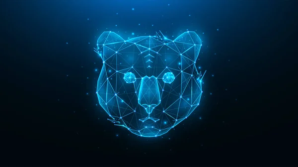 Polygonal Vector Illustration Tiger Head Dark Blue Background Wild Cat — Image vectorielle