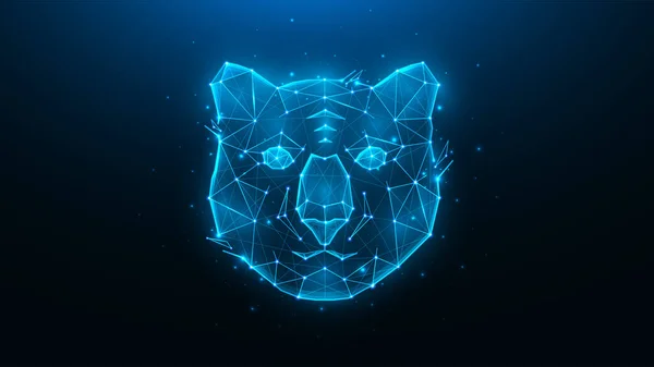 Polygonal Vector Illustration Tiger Head Blue Background Wild Cat Concept — Stockvektor
