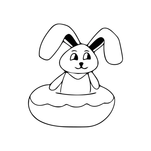 Забавный Кролик Икона Пончиками Симпатичные Питы Белом Фоне — стоковый вектор
