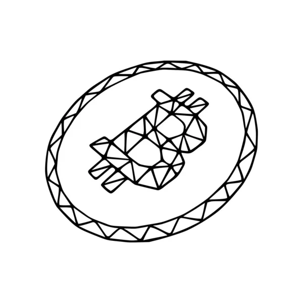 Многоугольная Иконка Биткойна Криптовалютный Низкопольный Дизайн — стоковый вектор