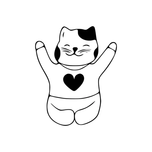 Feliz Gato Garabato Icono Lindo Mascotas Vector Arte Sobre Fondo — Archivo Imágenes Vectoriales