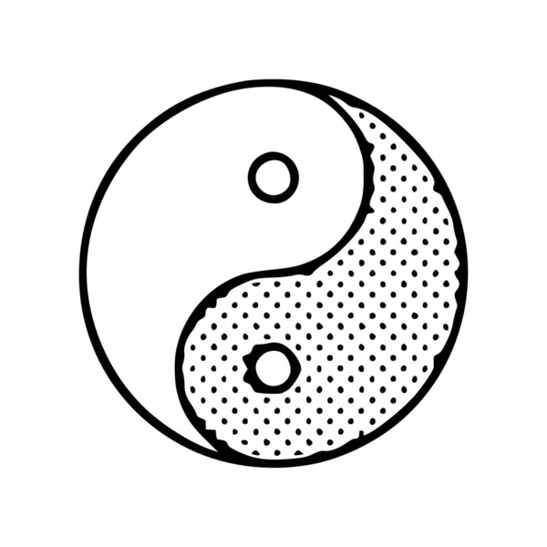 Yin Yang Doodle Ikon Elszigetelt Fehér Háttér — Stock Vector