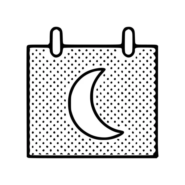 Moon Calendar Doodle Icon Isolated White Background — Stock Vector