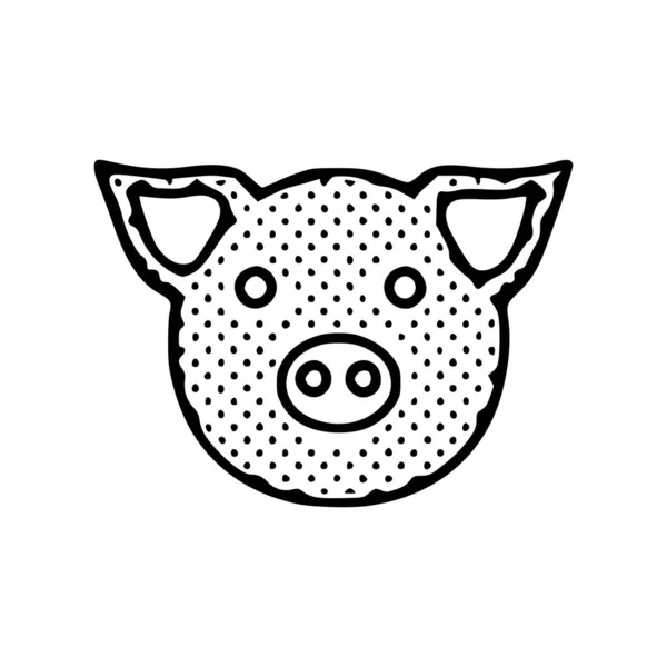 Schwein Doodle Symbol Isoliert Auf Weißem Hintergrund — Stockvektor