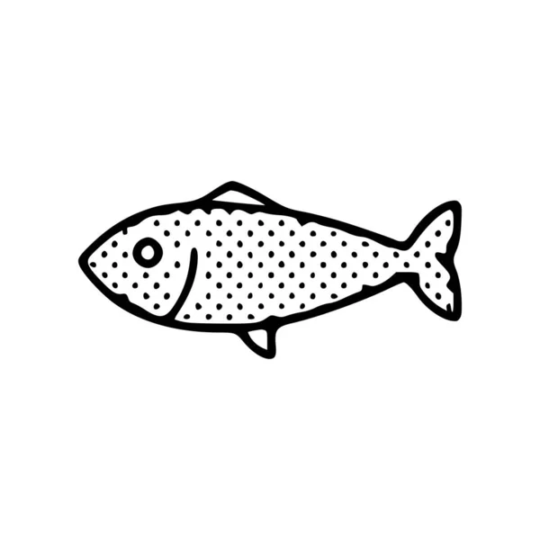Beyaz Arkaplanda Balık Karalama Simgesi Izole — Stok Vektör