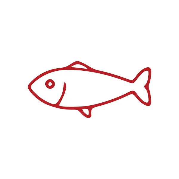 Beyaz Arkaplanda Balık Karalama Simgesi Izole — Stok Vektör