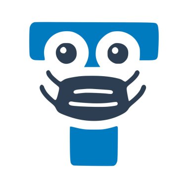 Tıbbi maskeli bir mektup, karalama tarzında sevimli bir karakter.