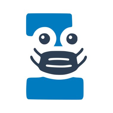 Tıbbi maskede bir numara, sevimli karakter karalama stili.