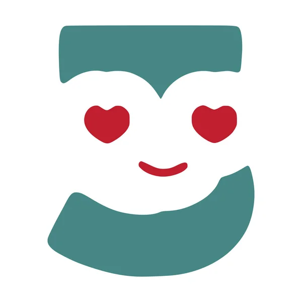 Numéro Amour Smiley Mignon Dans Style Doodle — Image vectorielle