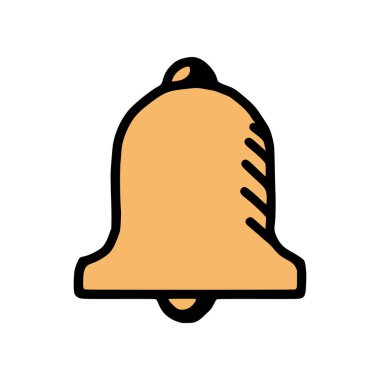 Beyaz arkaplanda izole edilmiş çan karalama simgesi. Meyve çizgi film vektör çizimi.