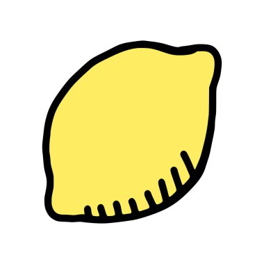 Beyaz arkaplanda limon karalama simgesi izole edildi. Meyve çizgi film vektör çizimi.