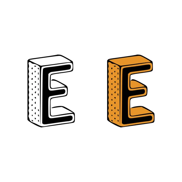 Isometric Letter Doodle Vector Illustration White Background Letters Clip Art — Stock Vector