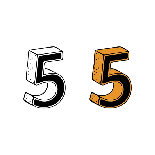 Isometrische Nummer Doodle Vektor Illustration Auf Weißem Hintergrund Anzahl Clip — Stockvektor