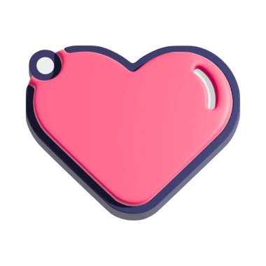 Kalp aktivitesi 3 boyutlu çizim. Karikatür kalp sembolü beyaz arkaplanda izole edildi.