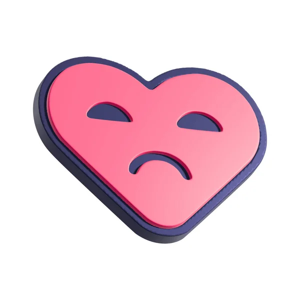 Sad Heart Illustration Cartoon Heart Character Isolated White Background — стоковое фото