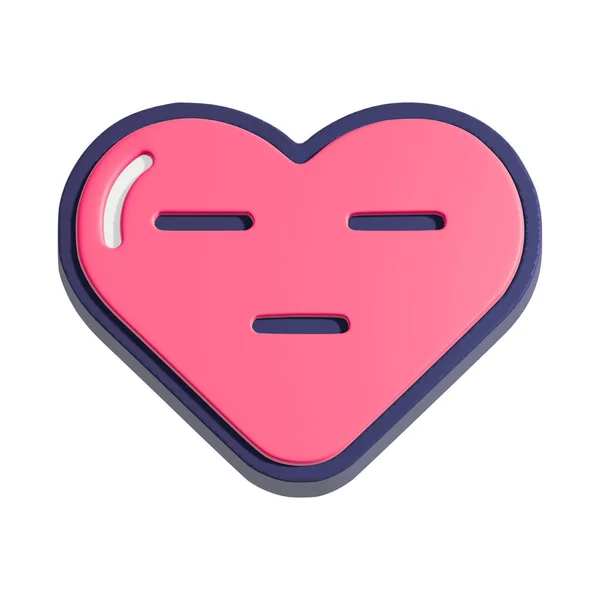 Emotionless Heart Smiley Face Illustration Cartoon Heart Character Isolated White — стоковое фото