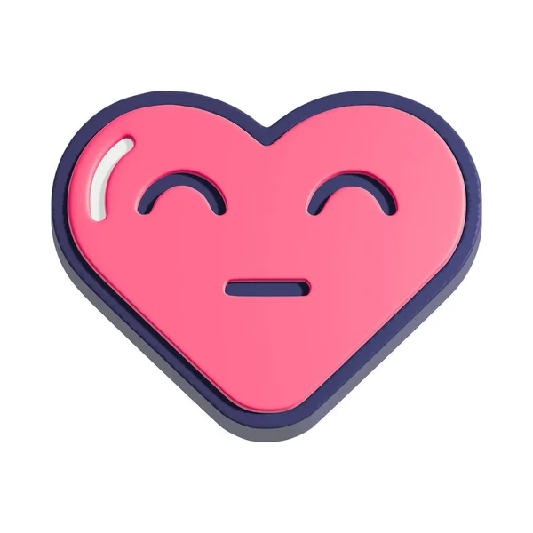 Funny Heart Smiley Face Illustration Cartoon Heart Character Isolated White — ストック写真