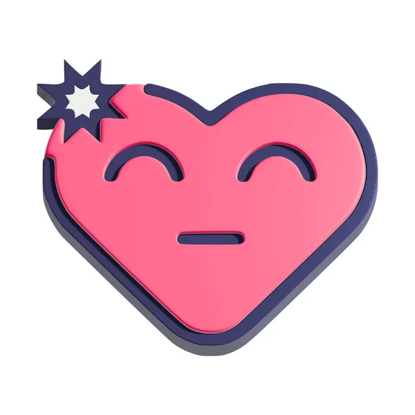 Coração Engraçado Smiley Rosto Ilustração Caráter Coração Dos Desenhos Animados — Fotografia de Stock