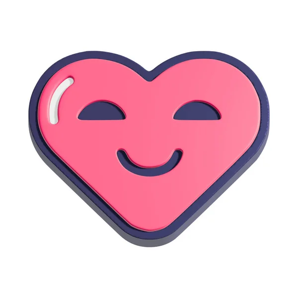 Felice Cuore Faccina Sorridente Illustrazione Cartoon Cuore Personaggio Isolato Sfondo — Foto Stock