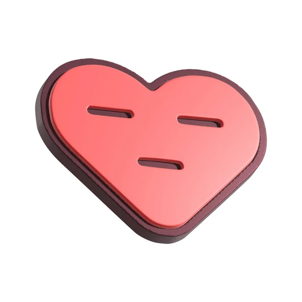 Emotionless Heart Smiley Face Illustration Cartoon Heart Character Isolated White — Stock Photo, Image