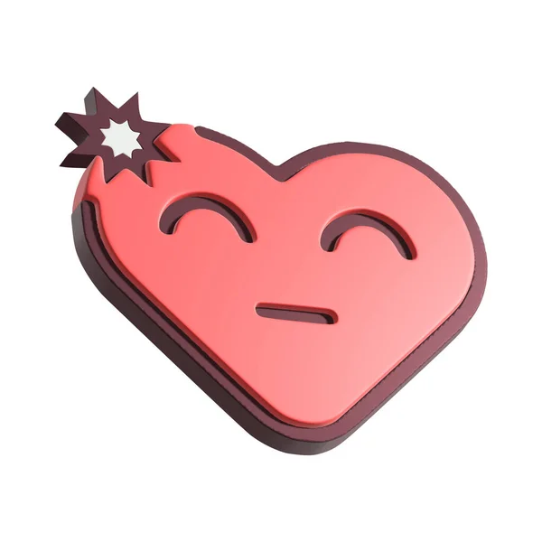 Funny Heart Smiley Face Illustration Cartoon Heart Character Isolated White — стоковое фото