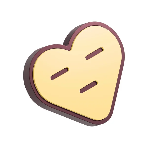 Emotionless Heart Smiley Face Illustration Cartoon Heart Character Isolated White — 스톡 사진