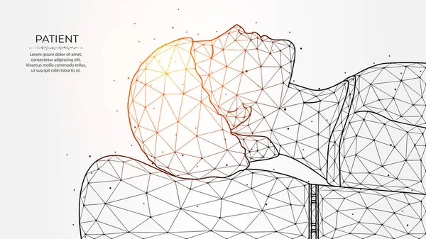 Абстрактная Многоугольная Векторная Иллюстрация Лежащего Диване Пациента Медицинский Баннер Шаблон — стоковый вектор