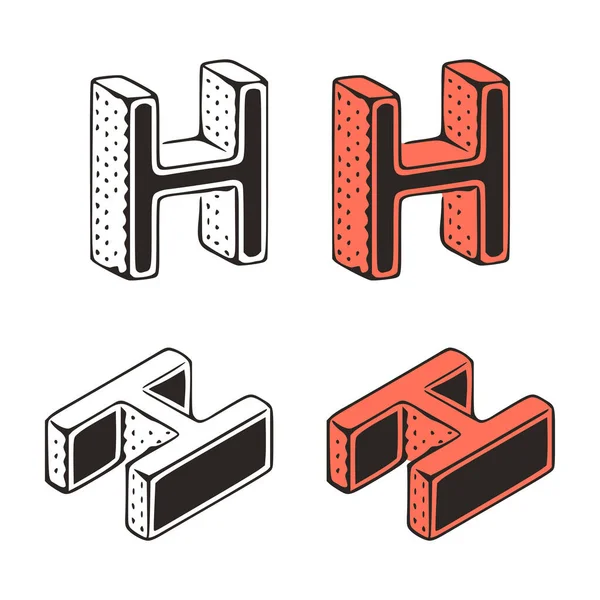 Lettere Isometriche Illustrazione Vettoriale Doodle Sfondo Bianco Lettere Stilizzate Clip — Vettoriale Stock