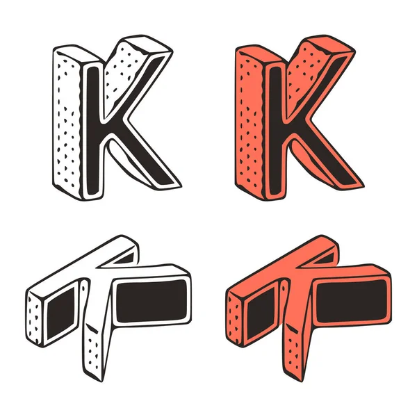 Isometrischer Buchstabe Doodle Vektor Illustration Auf Weißem Hintergrund Stilisierte Buchstaben — Stockvektor