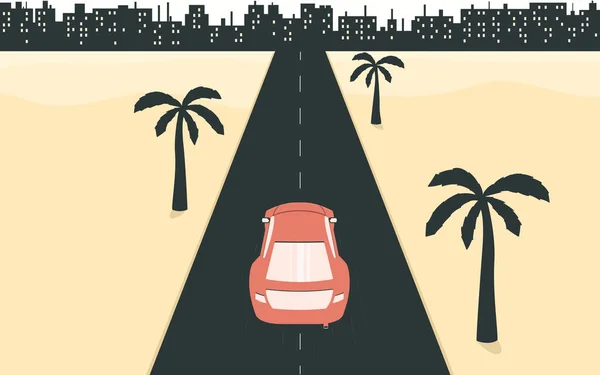 Car Driving Road City Automobile Urban Landscape Art Vector Illustration — Stock Vector