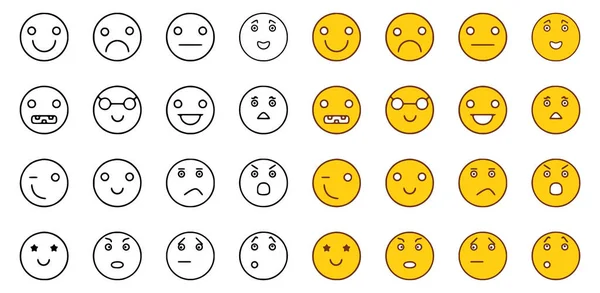 Vector Set Emoticons Doodle Style Isolated White Background — Vector de stock