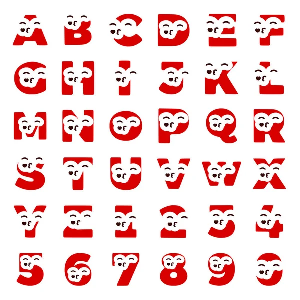 Set Creative Characters Letters Numbers Sending Kiss Isolated White Background — Image vectorielle