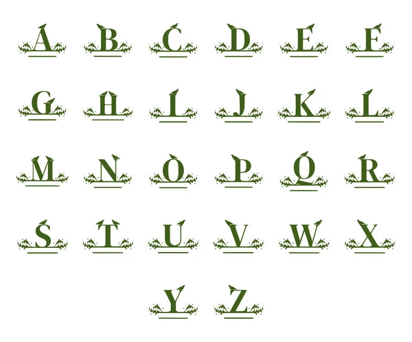 Vector Set Nature Name Monogram Isolated White Background Creative Letters — Vetor de Stock