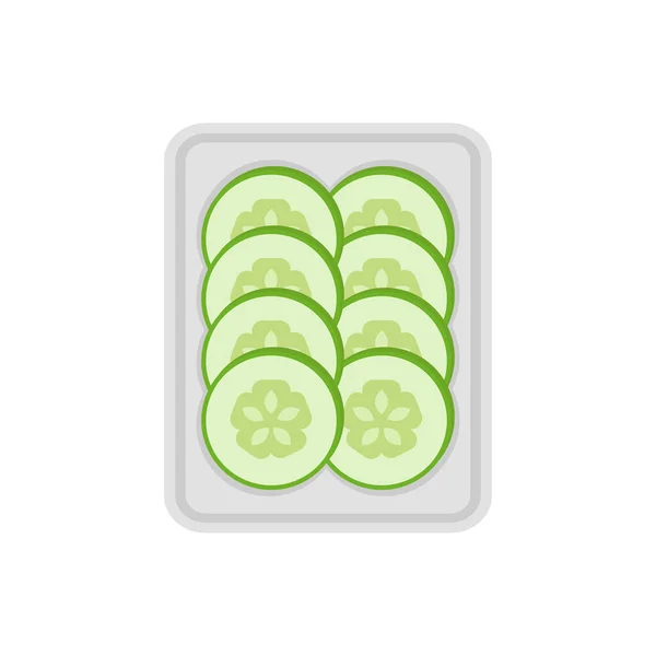 Rodajas Pepino Icono Envasado Vacío Aislado Sobre Fondo Blanco — Vector de stock