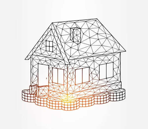 Inwestycja Domu Niska Poli Ilustracja Bia Tle — Wektor stockowy