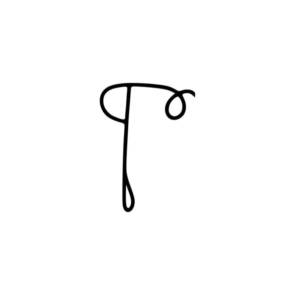 优雅的手写的信不要孤立在白色的背景上 矢量艺术书法字母 字母T标志设计 — 图库矢量图片
