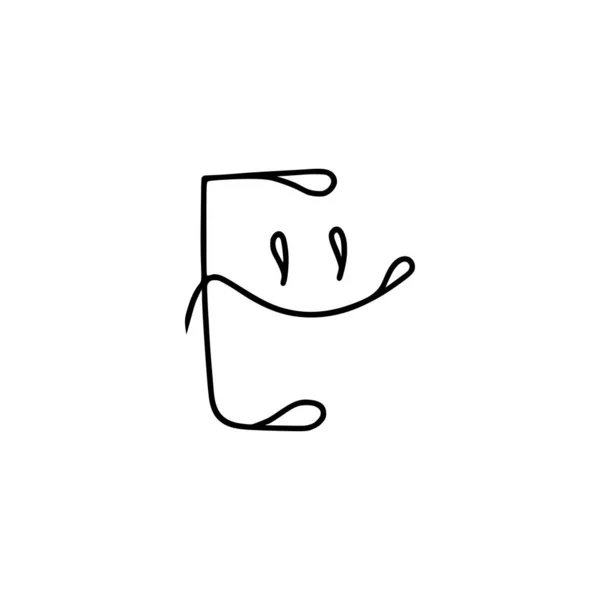 优雅的手写字母E和微笑孤立在白色的背景 矢量艺术书法字母 字母E标志设计 — 图库矢量图片