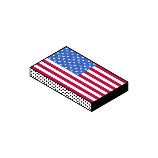 Illustration Vectorielle Isométrique Drapeau Amérique Sur Fond Blanc Symbole Patriotique — Image vectorielle