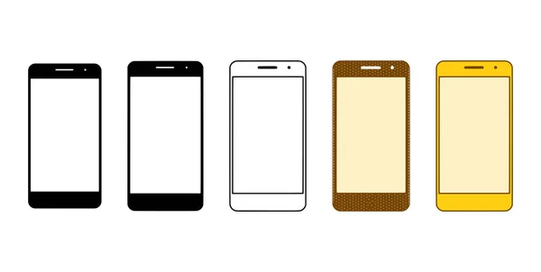 Ensemble Vectoriel Smartphones Dans Différents Styles Isolés Sur Fond Blanc — Image vectorielle