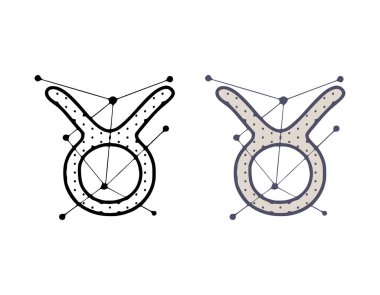 Beyaz arka planda izole edilmiş boğa burcu işaret vektör çizimi. Burç sembolü kozmik tasarım.