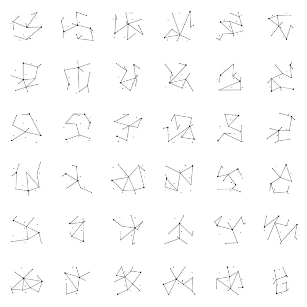 白い背景に手描きで線とドットで作られた星座のシンボル 占星術クリップアート — ストックベクタ