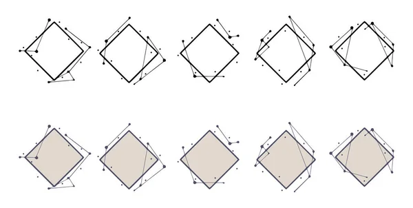 Elle Çizilmiş Rhombus Geometrik Çerçeveleri Başlıklar Yazıtlar Için Soyut Şablonlar — Stok Vektör