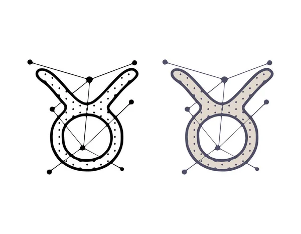Illustration Vectorielle Signe Zodiaque Taureau Style Dessiné Main Isolé Sur — Image vectorielle