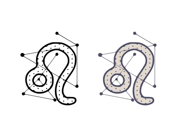 Illustration Vectorielle Signe Zodiaque Leo Style Dessiné Main Isolé Sur — Image vectorielle