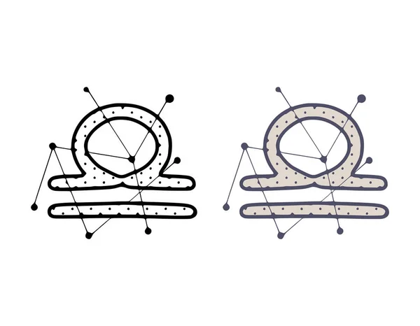 Waage Tierkreiszeichen Vektor Illustration Handgezeichnetem Stil Isoliert Auf Weißem Hintergrund — Stockvektor