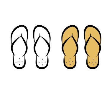 Ayakkabıların vektör çizimi, beyaz arkaplanda el çizimi terlikler.