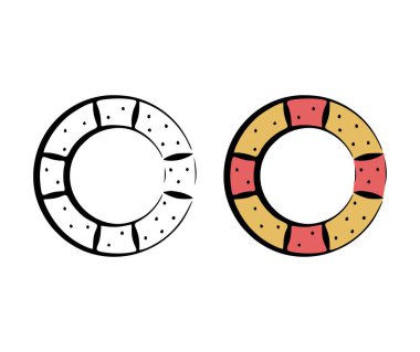 Beyaz arka planda elle çizilmiş bir cankurtaranın vektör çizimi.