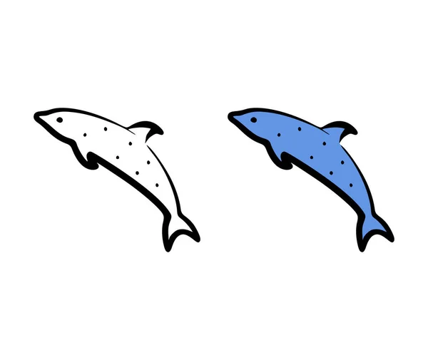 Vector Illustration Dolphin Hand Drawn Style White Background — ストックベクタ