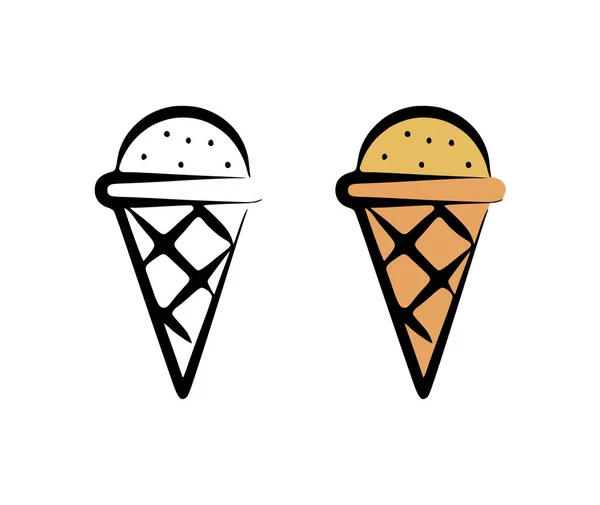 Ilustración Vectorial Helado Estilo Dibujado Mano Sobre Fondo Blanco — Archivo Imágenes Vectoriales